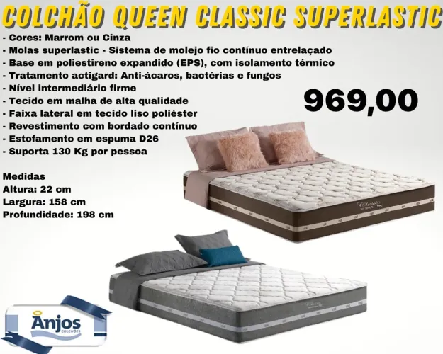 Colchão Queen Classic Superlastic - Anjos Colchões ENTREGA HOJE MESMO - LIGUE AGORA 