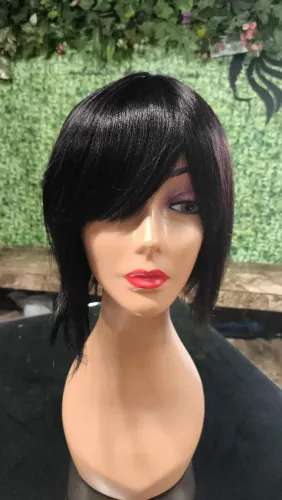 Peruca wig lisa com franja, cabelo humano