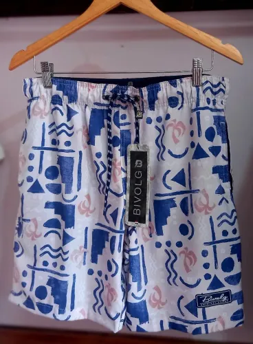 Shorts de Praia Estiloso Bivolg - Azul e Branco