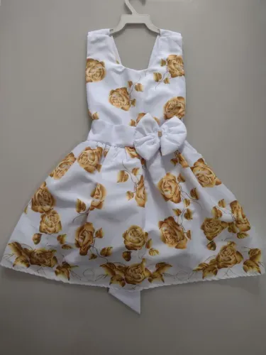 Vestido Infantil Rosa Dourado