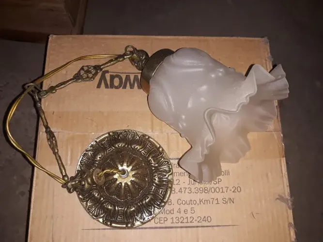 Lustre Sala Jantar Quarto Pendente Dourado Vintage