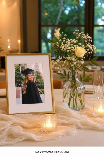 Quadro branco e dourado para formatura /decoração/centro de mesa