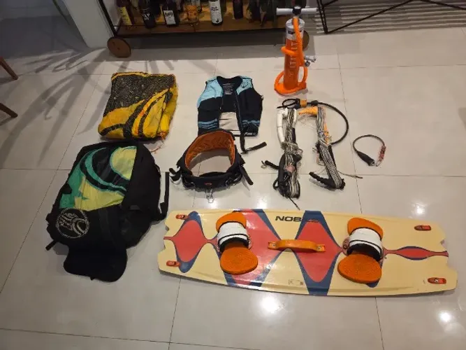 Kit Completo Kitesurf 9m/12m +prancha+trapézio+barra+outros