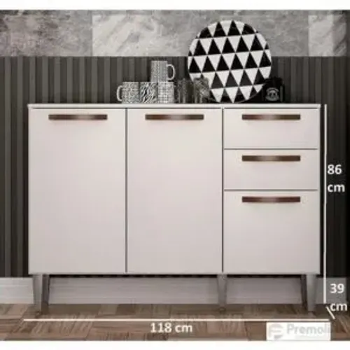 Balcão Maísa 1.18 3 Portas 2 Gavetas