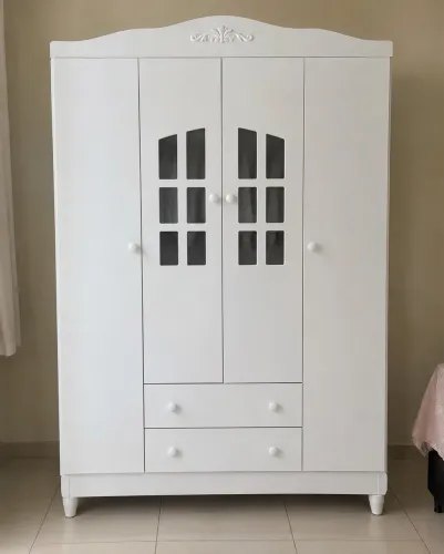 Guarda-Roupa Infantil Provençal Branco 4 Portas e 2 Gavetas