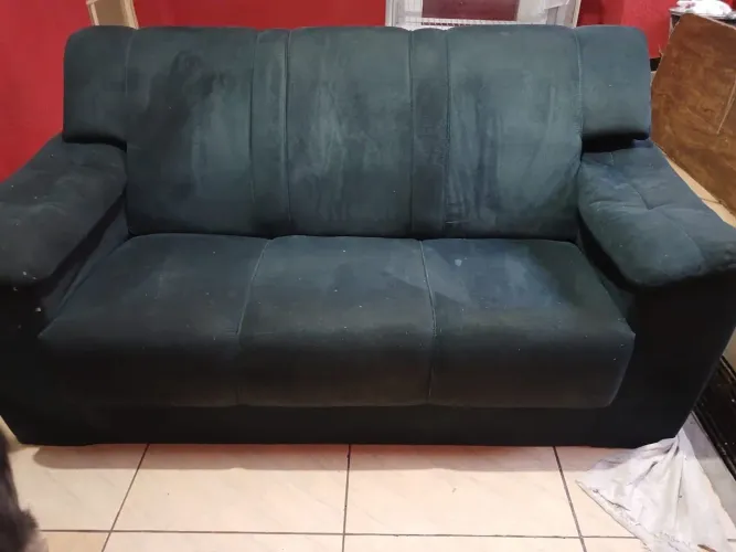 Sofá 3 Lugares Suede Verde - R$400