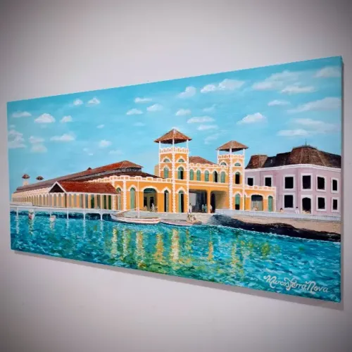 Óleo sobre Tela Maercad Público de Florianópolis, 50x90cm