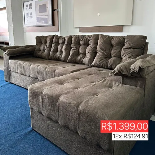 PROMOÇÃO URGENTE - Sofá de Canto 4 LUGARES Marrom Novo Ipanema com CHAISE
