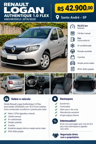 Renault Logan Authentique Flex 1.0 12V 4P 2020