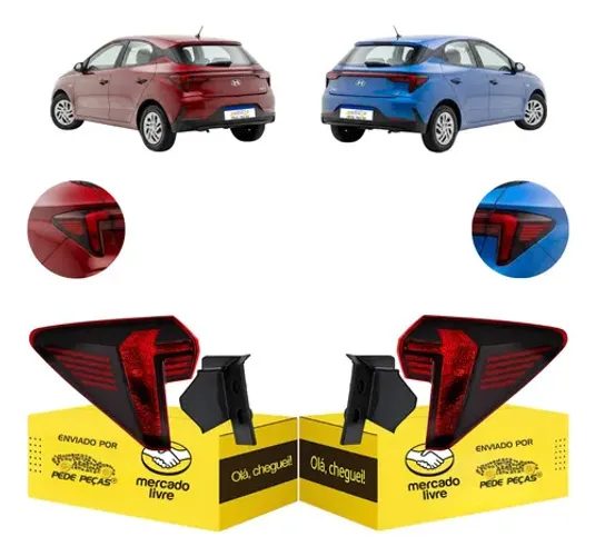 Par Lanterna Traseira Canto Hb20 2023 2024 2025 2026 S/led Ambos Lados Vermelho