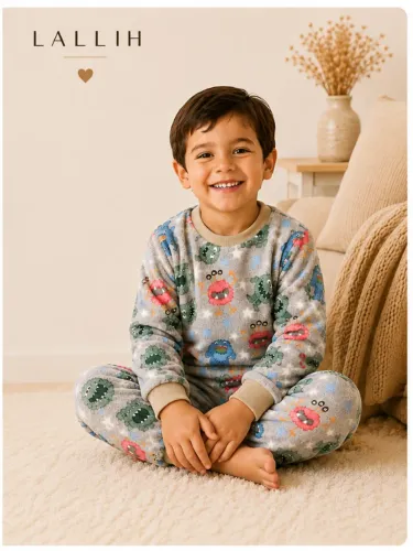 Pijama infantil unissex em Fleece macio e quentinho