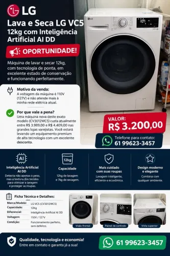 LAVA E SECA LG VC5 12KG - AI DD