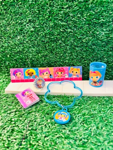 Kit Lalaloopsy azul com papelaria e bijus 