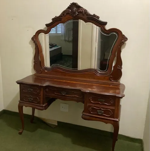 Penteadeira antiga espelho de cristal (raridade)