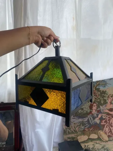 Lustre pendente mosaico vitral conferir fiação 