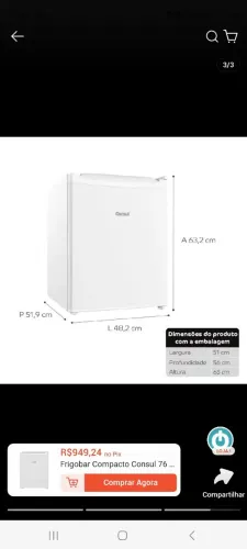 Frigobar Cônsul 76l Novo 220v