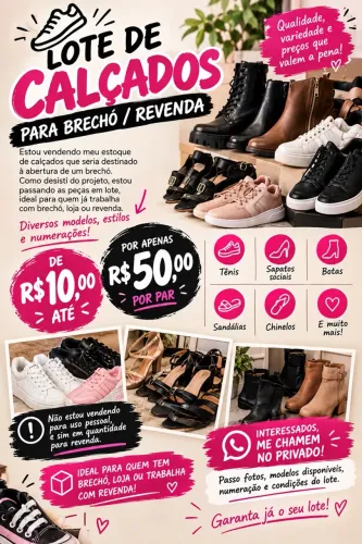 lote de roupa, bolsas e calçados