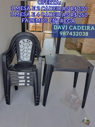 MESA MAIS CADEIRA DE PLASTICO FM G ENTREGO HJ HOJE