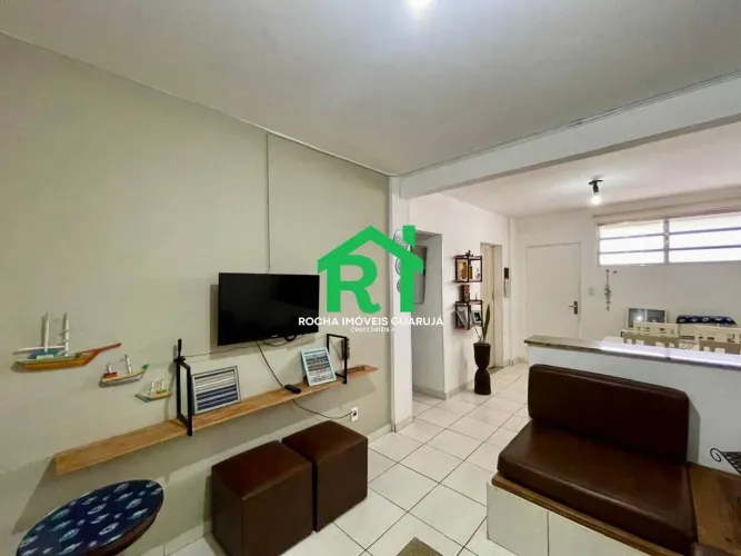 Apartamento à beira mar com 1 quarto e 1 vaga à venda em Pitangueiras, Guarujá