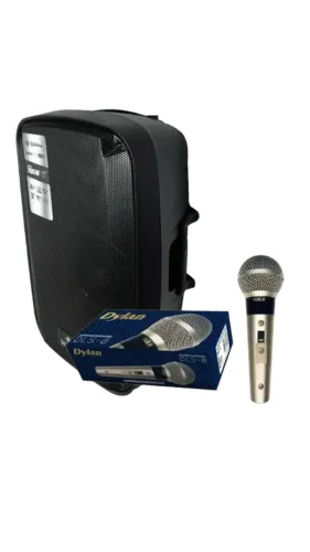 Kit Caixa Amplificada 15" Ativa Waldman Pty-700 175w Rms + Microfone com Fio Dylan DLS8