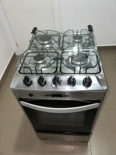 Fogao 4 bocas com timer inox - Brastemp