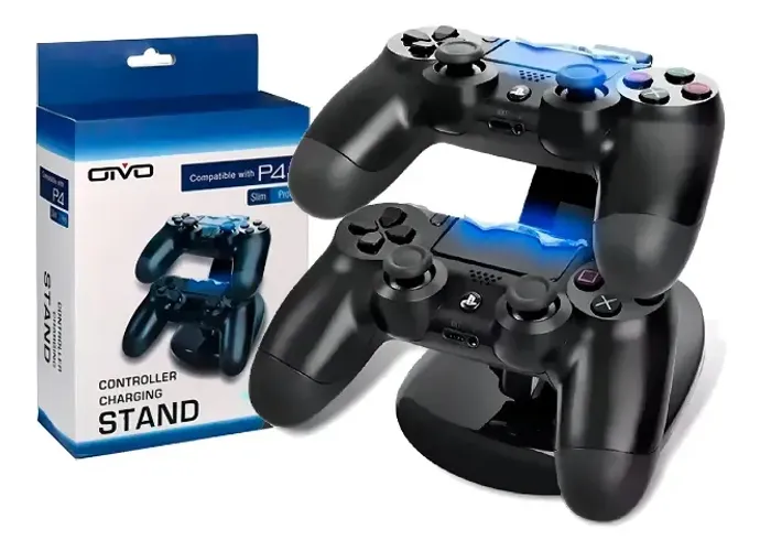 Carregador básico para controladores PS4, carregamento duplo com luz LED