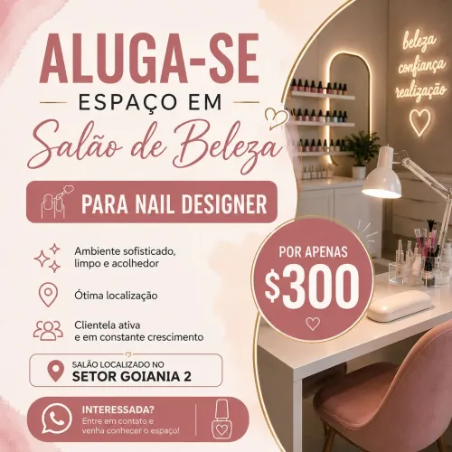 Aluga-se espaço para Nail designer
