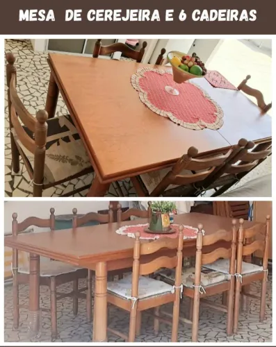 MESA EXTENSÍVEL EM CEREJEIRA MADEIRA MACIÇA E 6 CADEIRAS