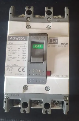 Disjuntor Caixa Moldada 20a Weg Agw50n-dx20-3 (30ka 220v)