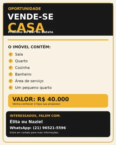 Vendo casa no morro do estado
