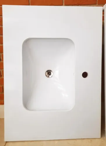 Pia Bancada De Quartzo Com Cuba e Frontão 75x55 cm