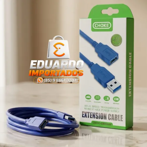 Cabo Extensor USB 3.0 Macho x Fêmea 1,5 Metros - Alta Velocidade