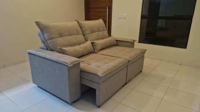 Sofá cama cinza reclinável durango
