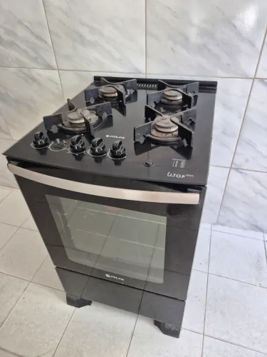 Fogão Atlas U.Top Glass 4 Bocas Preto Bivolt (Mesa de Vidro)