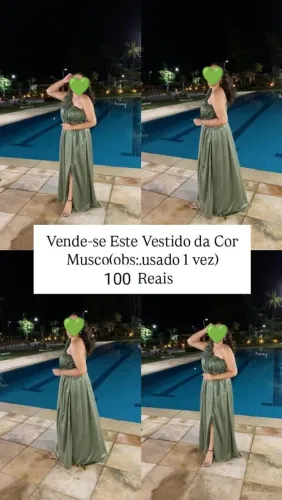 Vender se Este Vestido de Festa,Da Cor Verde Musco -tamanho M(usado 1 única vez)