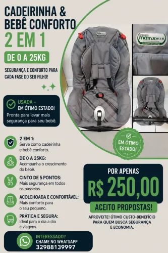 Cadeirinha e bebê conforto 2em1