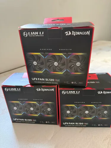 Kit 9 Fans Redragon Lian Li + Water Cooler Lian Li Hidroshift 360R