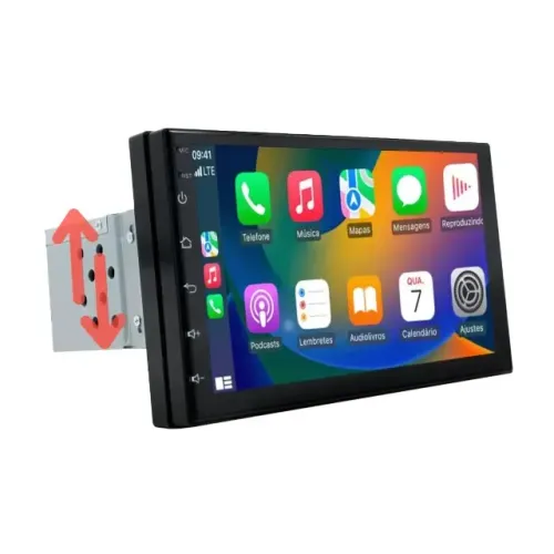 Som Automotivo Central Multimídia Mp10 7" 1 DIN CarPlay Android Com Cabo Novo na Caixa