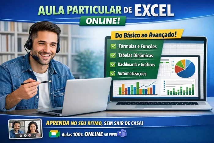 AULA PARTICULAR DE EXCEL - 100% ONLINE AO VIVO