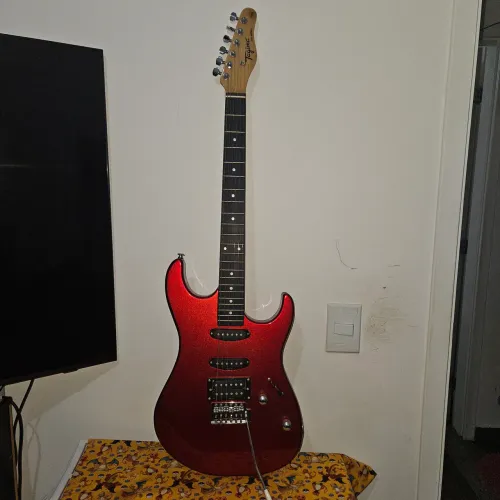 Guitarra elétrica vermelha