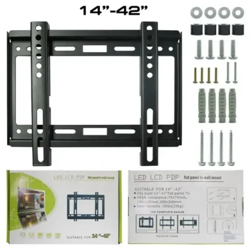 Suporte de TV fixo HD601 montado na parede TV/monitor de 14 a 42 polegadas, cor preta