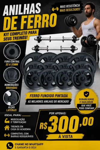 Anilhas de ferro e barras pequenas