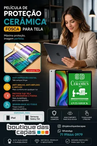 PELICULA PROTEÇÃO CERAMICA FOSCA IPAD 10 2022 A2696 10.9? iPad 11" A3354 A3355 A3356 A16