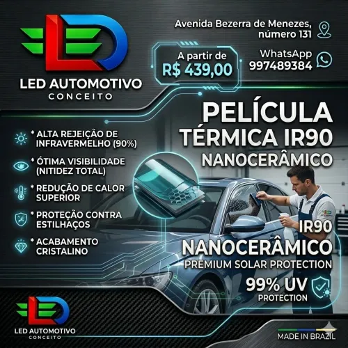 Película Térmica IR90 Nano Cerâmico com 10 Anos de Garantia