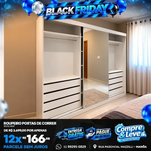 closet com porta com espelho 