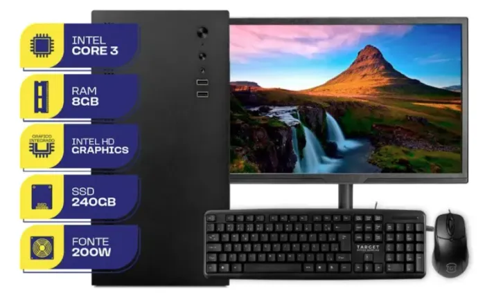 Pc Home Completo, Intel Core I3, 8gb De Ram, Ssd 240gb 240 Gb 8 Gb Intel Hd Graphics
