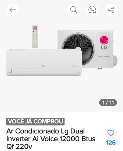 Ar condicionado dual inverter LG 12 BTU