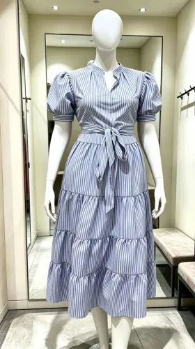 Vestido Midi Listrado, Serve Do P ao M