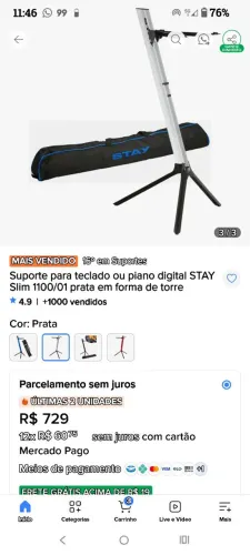 Suporte para Teclado Profissional Stay slim(Semi novo)