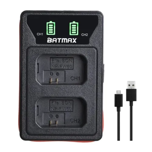 Carregador Duplo Digital Np-Fw50 Para Carregar Baterias Fw50 Sony A7R Zv-E10 A6400 A7C A7S